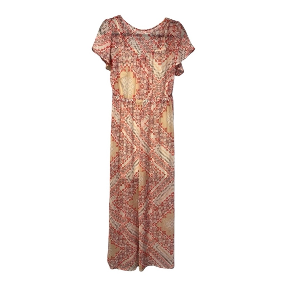 Express | Tapestry Print Short Sleeve Maxi Sheer Overlay Mini Dress - Picture 4 of 10